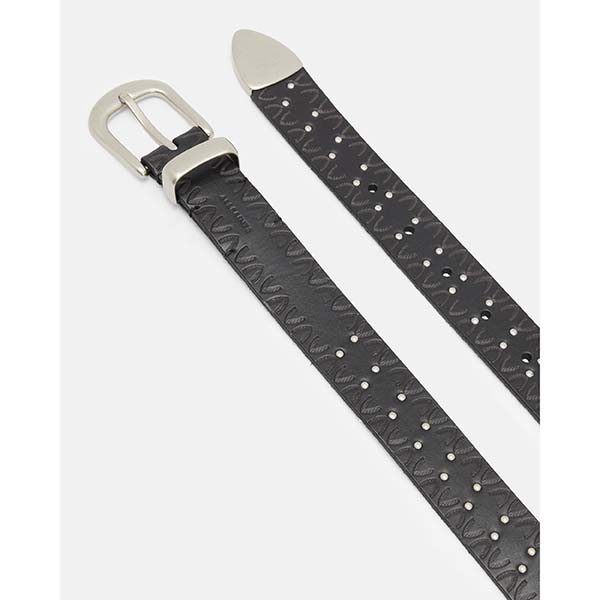 Allsaints Australia Mens Rhys Studded Western Leather Belt Black AU80-105